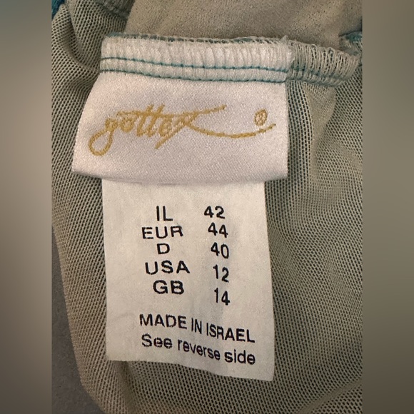 Gottex V-Neck One Piece Swimsuit in Aqua Blue| Size: 12 - Picture 3 of 5